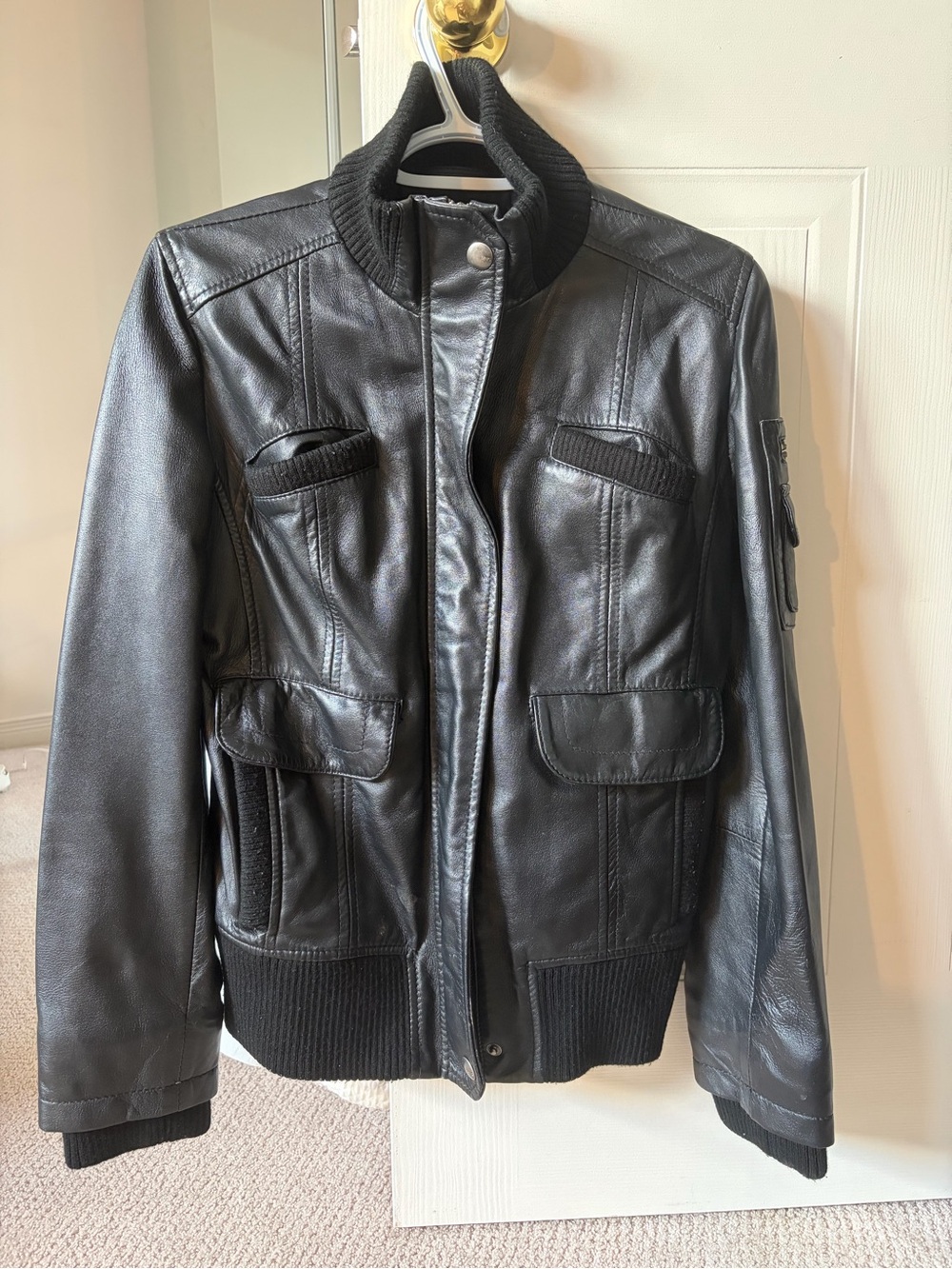 Mango genuine leather jacket